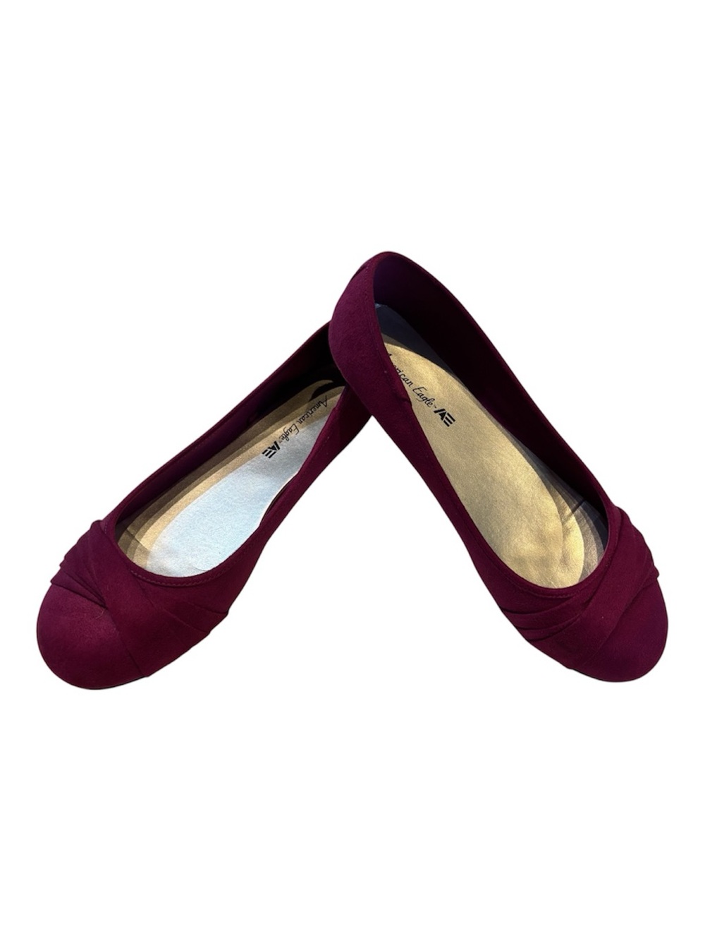 American Eagle Magenta Purple Suede Pleated Toe Flats Shoes 8.5W